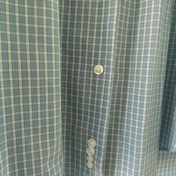 Hudson Room Men Grid Dress Shirt Blue White Egyptian Cotton 17 / 35 - Picture 5 of 6